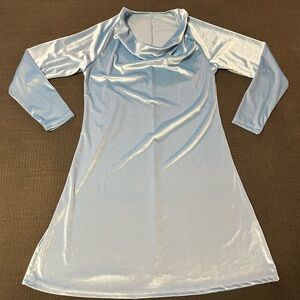 Ice Blue Shimmer Velor-like Cowl Neck Dress Large
